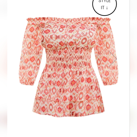 Off Shoulder Dress with Shorts - Picture 2 of 6